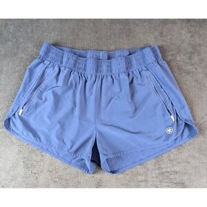 AriatTEK Women's XL Blue Running Shorts NWOT Zip Pockets Elastic Waist Gym